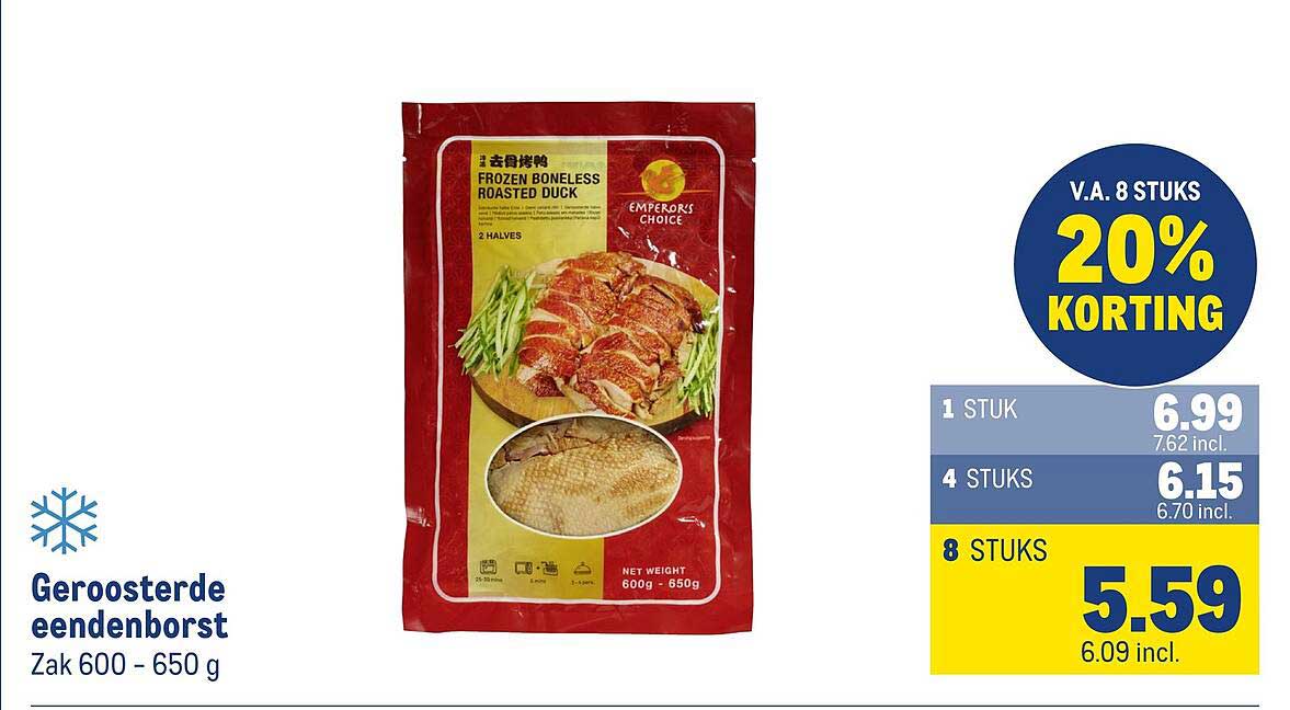 Geroosterde eendenborst Zak 600 - 650 g