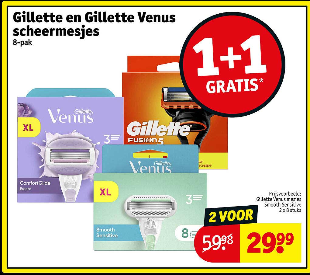 Gillette en Gillette Venus scheermesjes 8-pak 1+1 gratis