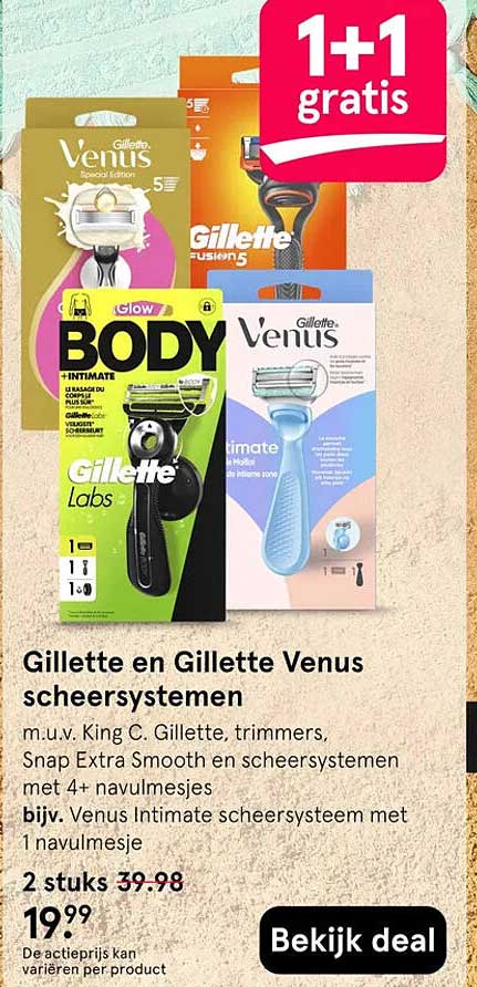 Gillette en Gillette Venus scheersystemen 1+1 gratis