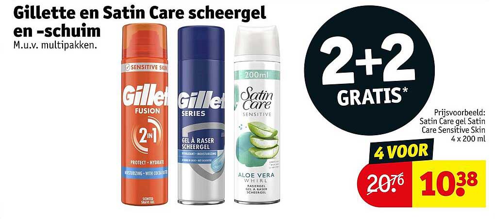 Gillette en Satin Care scheergel en -schuim 2+2 gratis