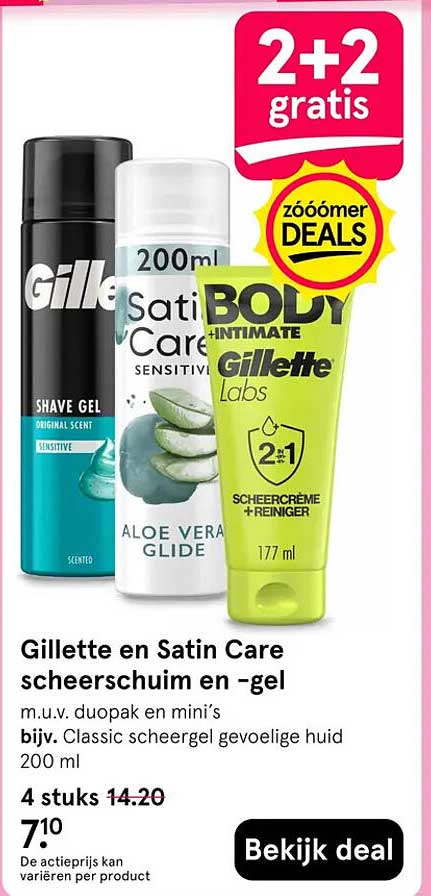 Gillette en Satin Care scheerschuim en -gel 2+2 gratis