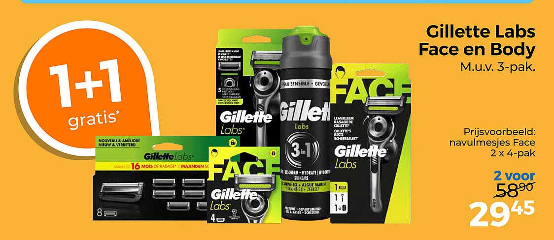 Gillette Labs Face en Body 1+1 gratis