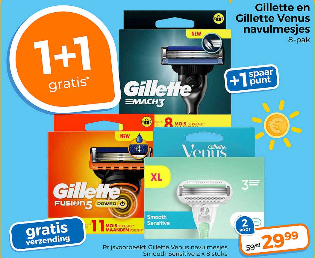 Gillette Venus navulmesjes 8-pak 1+1 gratis