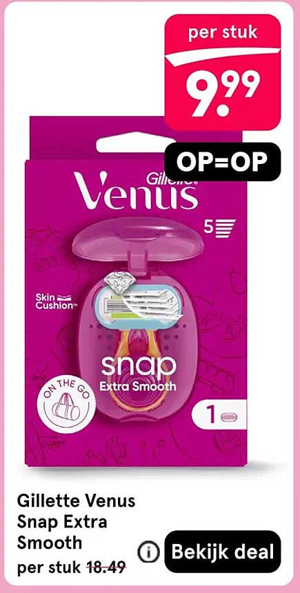 Gillette Venus Snap Extra Smooth per stuk OP=OP