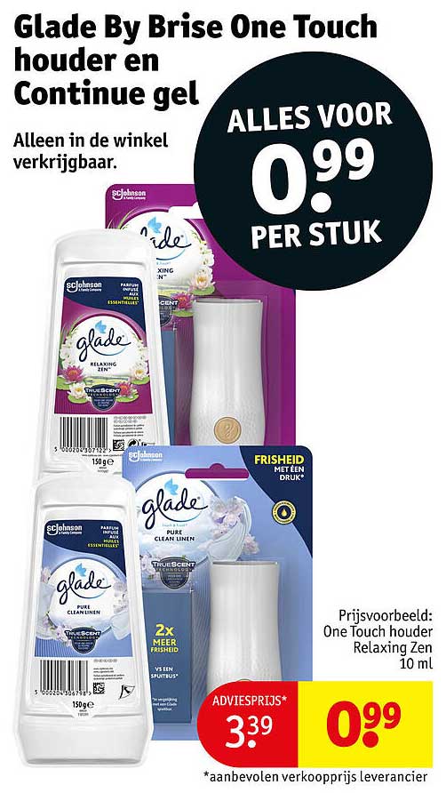 Glade By Brise One Touch houder en Continue gel