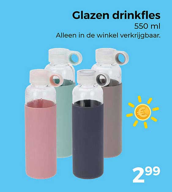 Glazen drinkfles 550 ml
