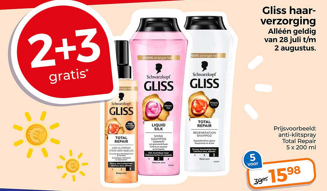 Gliss haarverzorging 2+3 gratis*