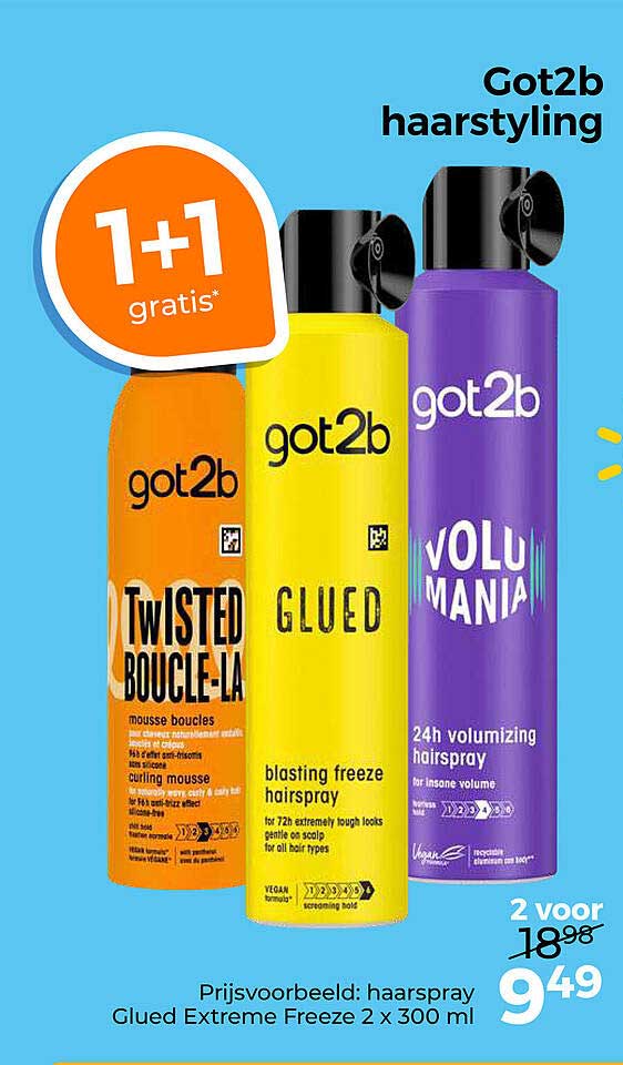 Got2b hairstyling 1+1 gratis