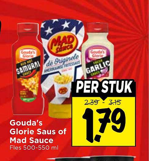 Gouda's Glorie Saus of Mad Sauce Fles 500-550 ml PER STUK