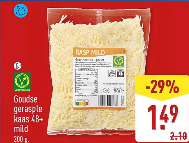Goudse geraspte kaas 48+ mild