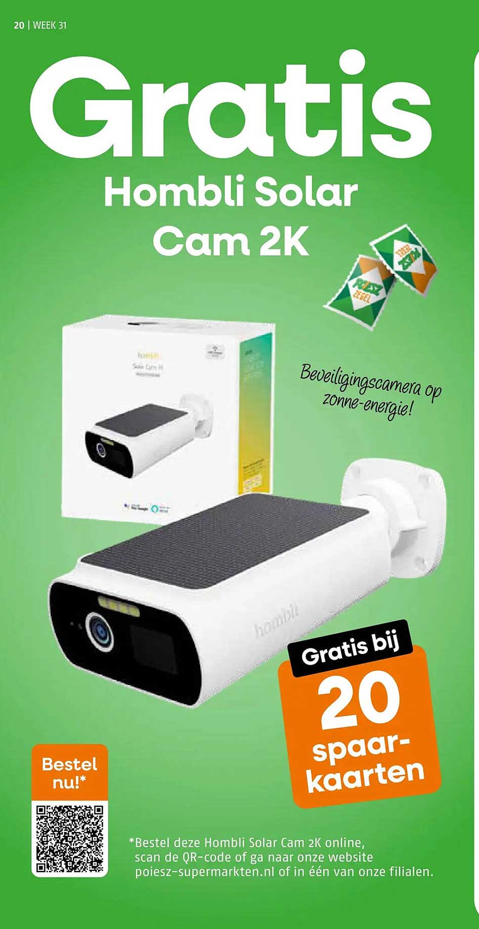 Gratis Hombli Solar Cam 2K bij 20 spaarkaarten
