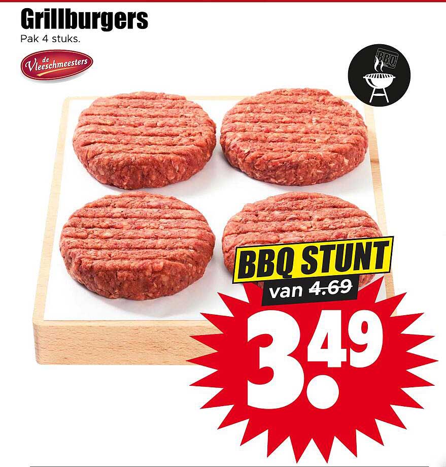 Grillburgers Pak 4 stuks BBQ STUNT