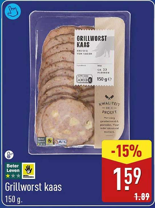 Grillworst kaas 150 g -15%