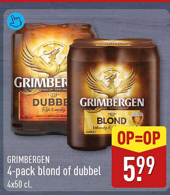 GRIMBERGEN 4-pack blond of dubbel 4x50 cl. OP=OP