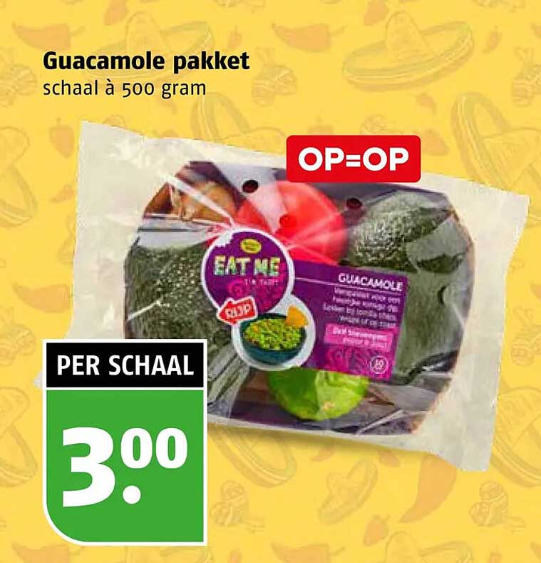 Guacamole pakket schaal à 500 gram OP=OP