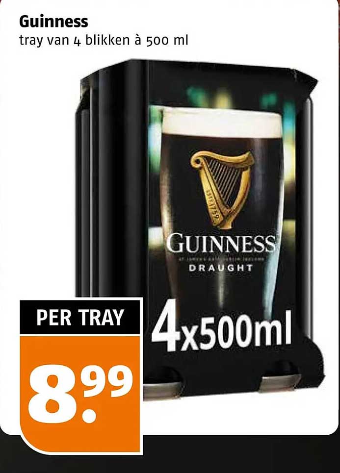 Guinness tray van 4 blikken à 500 ml