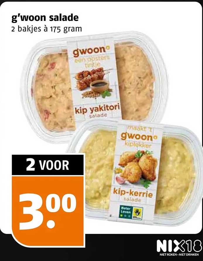 g'woon salade 2 bakjes à 175 gram