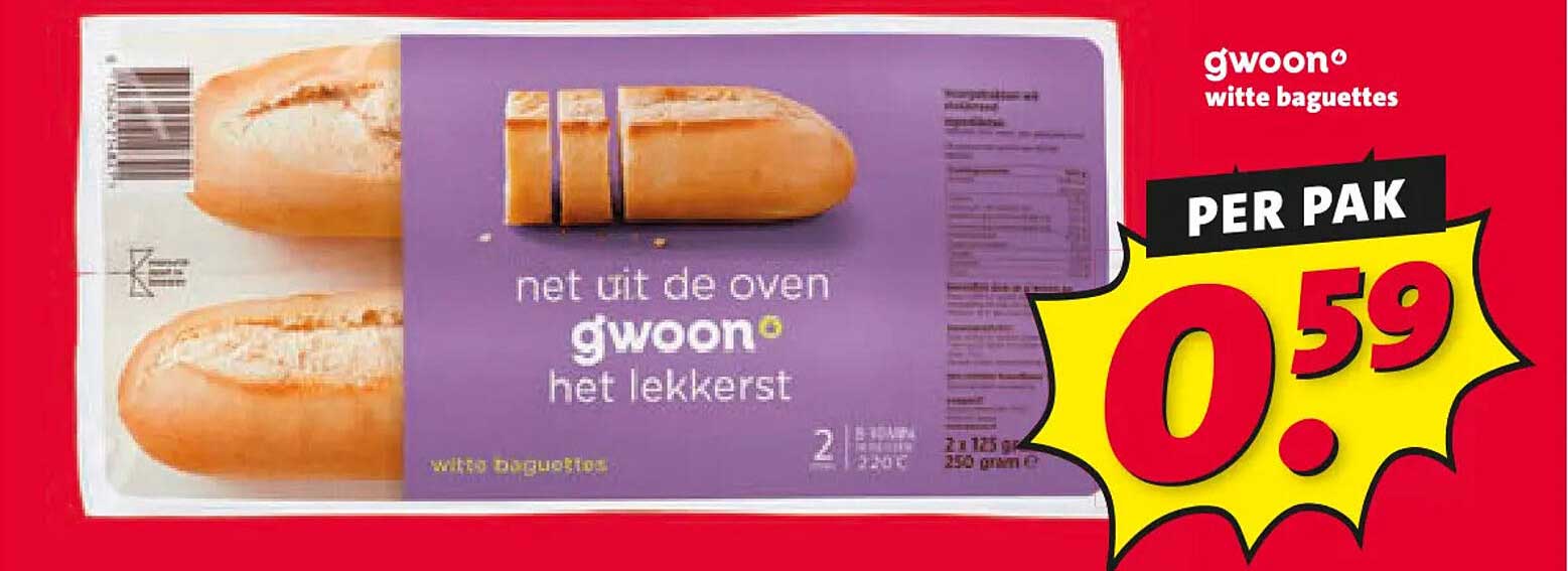 gwoon witte baguettes PER PAK