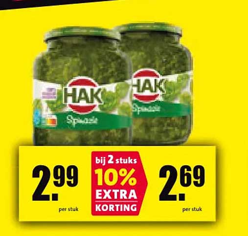 HAK Spinazie bij 2 stuks 10% EXTRA KORTING