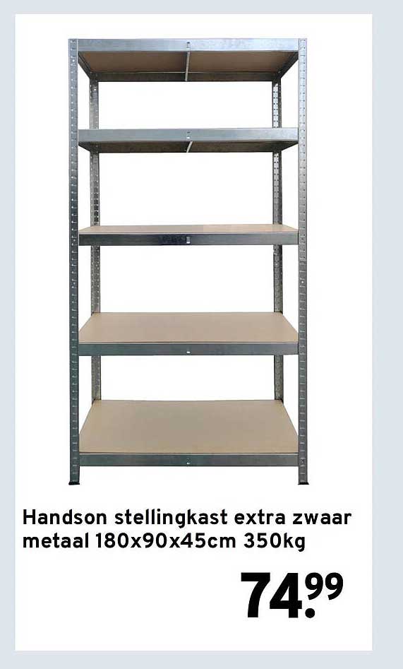Handson stellingkast extra zwaar metaal 180x90x45cm 350kg