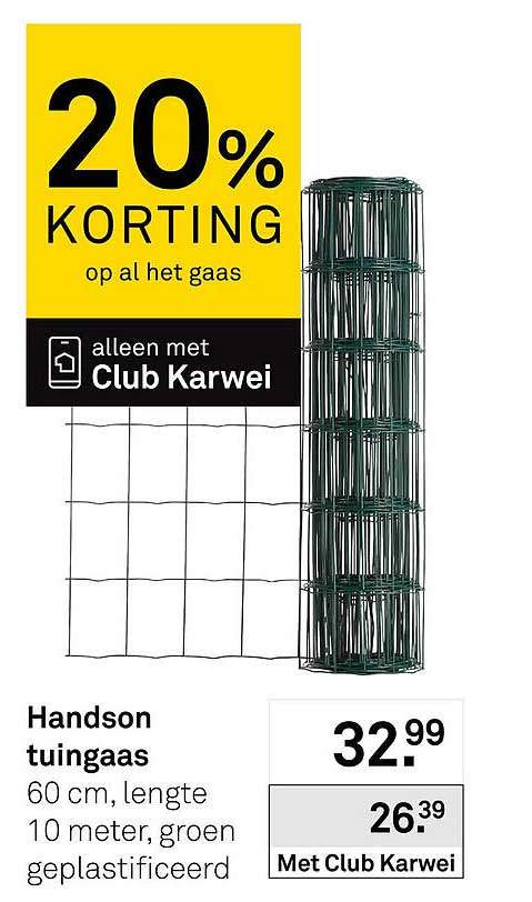 Handson tuingaas 20% korting op al het gaas alleen met Club Karwei