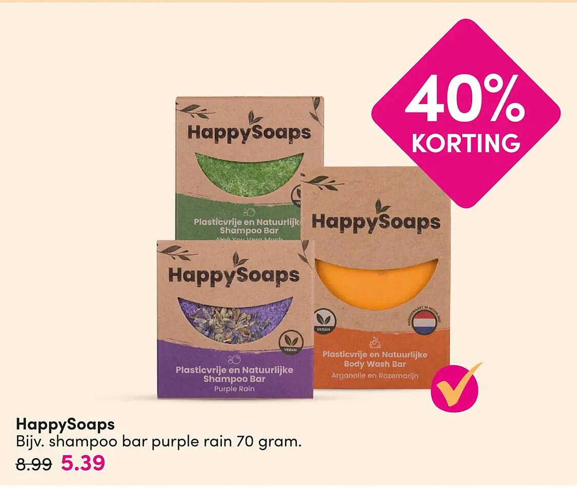HappySoaps Bijv. shampoo bar purple rain 70 gram. 40% KORTING