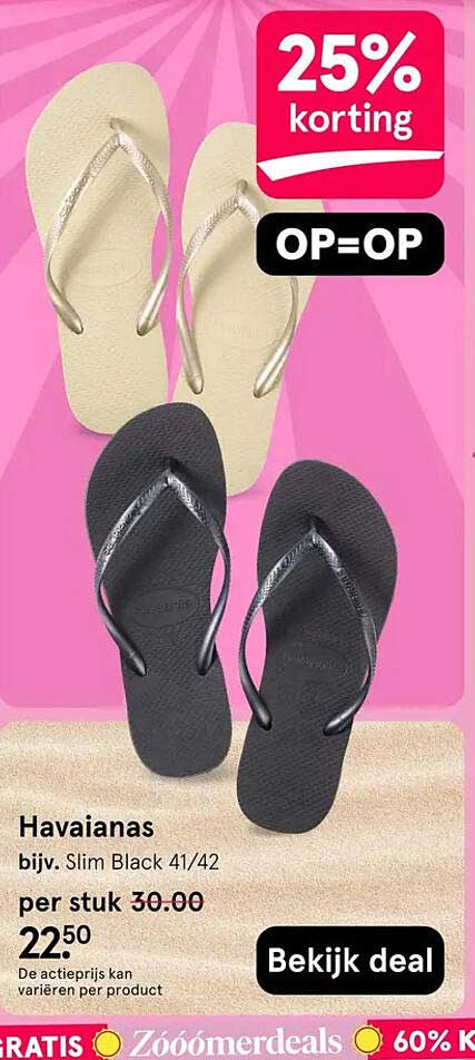 Havaianas bijv. Slim Black 41/42 25% korting OP=OP