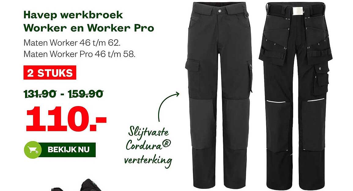 Havep werkbroek Worker en Worker Pro 2 STUKS