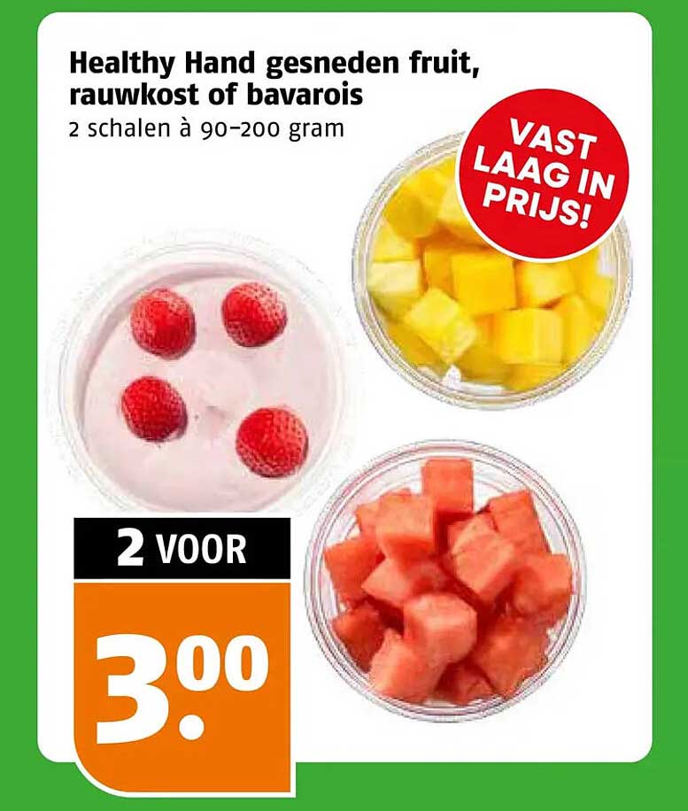 Healthy Hand gesneden fruit, rauwkost of bavarois