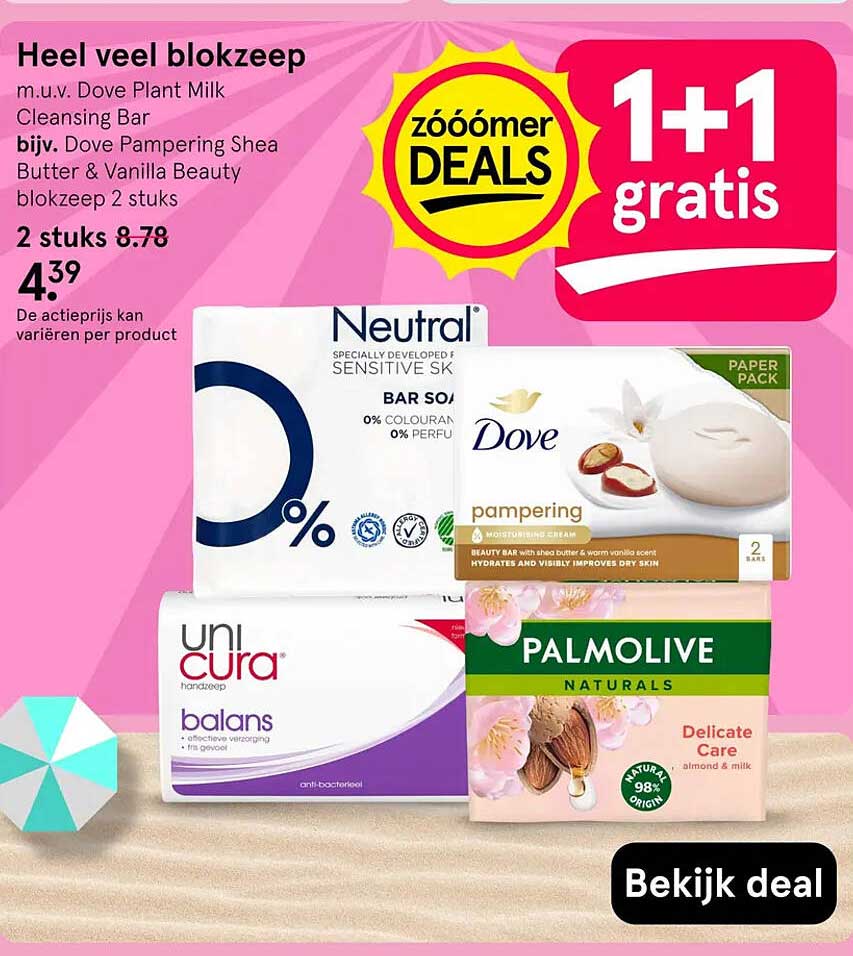 Heel veel blokzeep 1+1 gratis