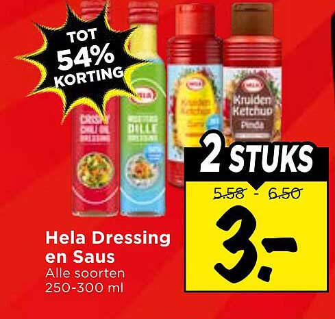 Hela Dressing en Saus Alle soorten 250-300 ml 2 STUKS