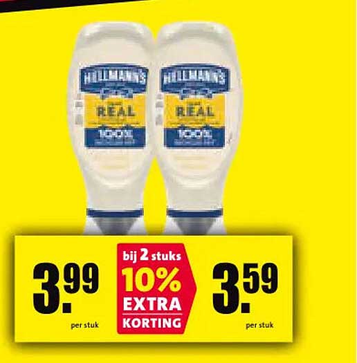 Hellmann's Real Mayonaise bij 2 stuks 10% EXTRA KORTING