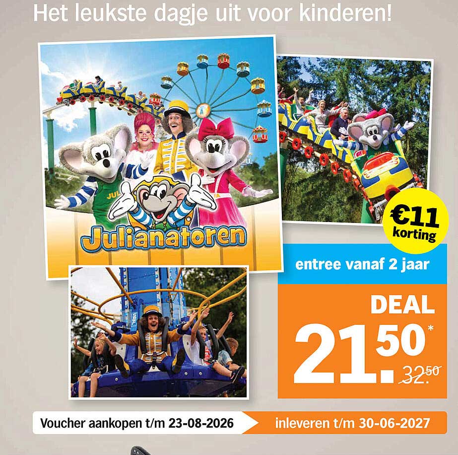 Het leukste dagje uit voor kinderen! Julianatoren entree vanaf 2 jaar DEAL