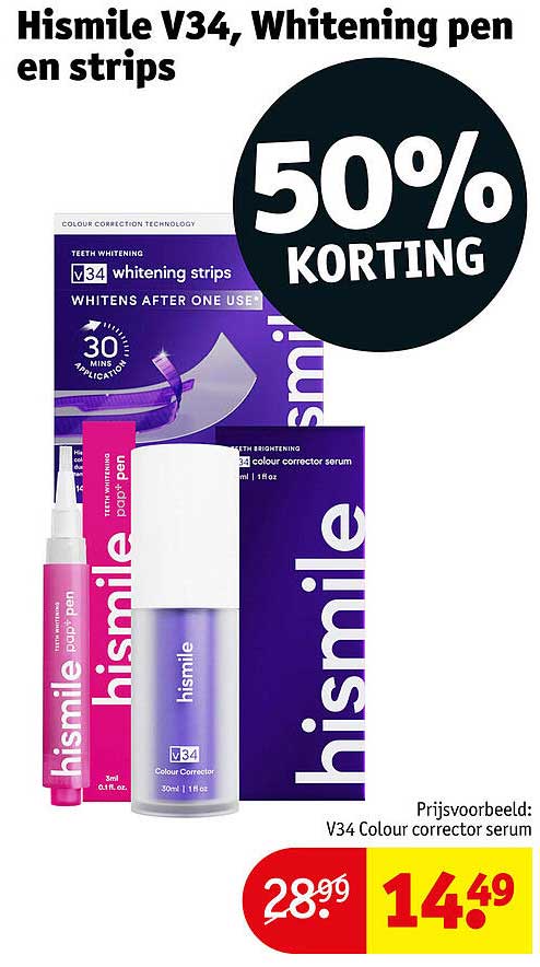 Hismile V34, whitening pen en strips
