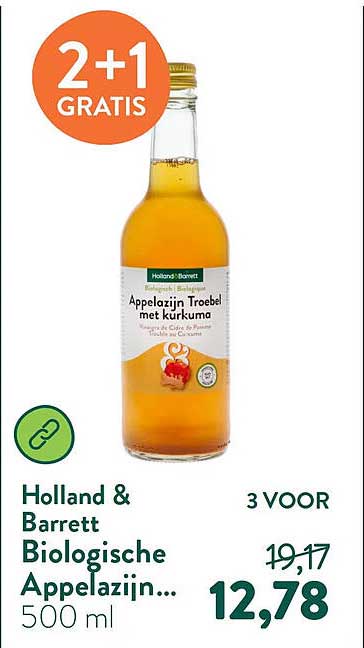 Holland & Barrett Biologische Appelazijn... 500 ml 2+1 GRATIS