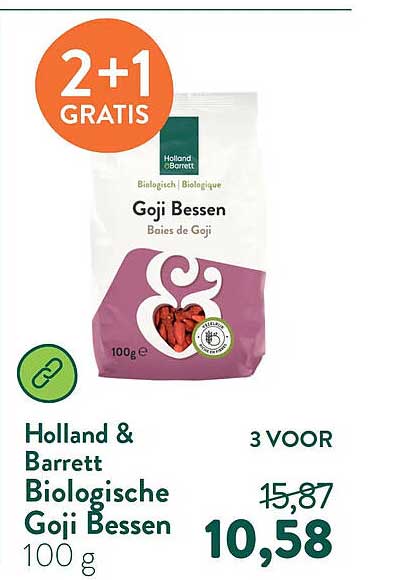 Holland & Barrett Biologische Goji Bessen 100 g 2+1 GRATIS