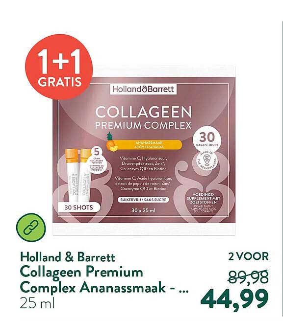 Holland & Barrett Collageen Premium Complex Ananassmaak - ... 1+1 GRATIS