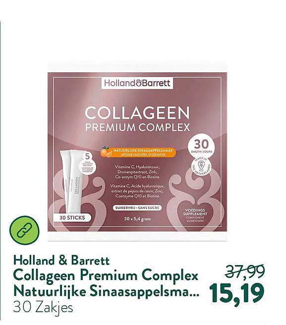 Holland & Barrett Collageen Premium Complex Natuurlijke Sinaasappelsma... 30 Zakjes