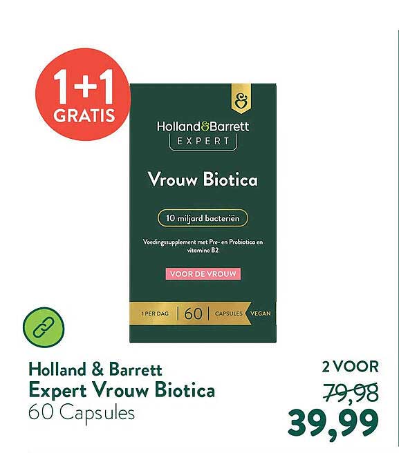 Holland & Barrett Expert Vrouw Biotica 60 Capsules 1+1 gratis