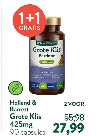 Holland & Barrett Grote Klis 425mg 90 capsules 1+1 GRATIS