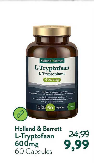 Holland & Barrett L-Tryptofaan 600mg 60 Capsules