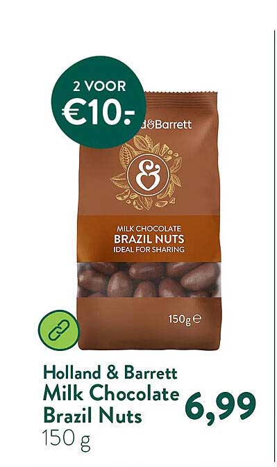 Holland & Barrett Milk Chocolate Brazil Nuts 150 g 2 voor €10.