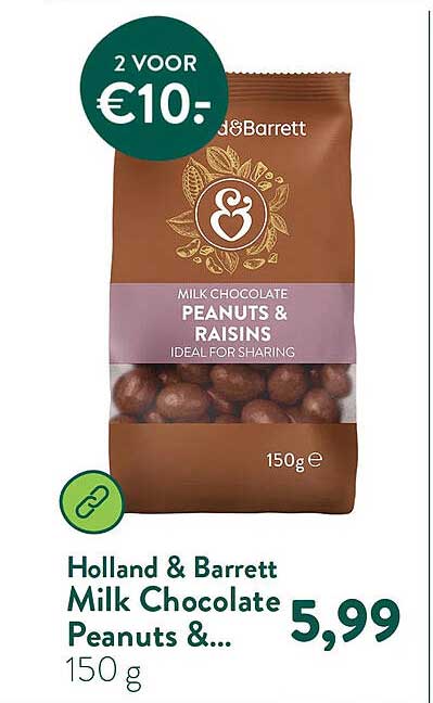 Holland & Barrett Milk Chocolate Peanuts &... 2 VOOR €10.