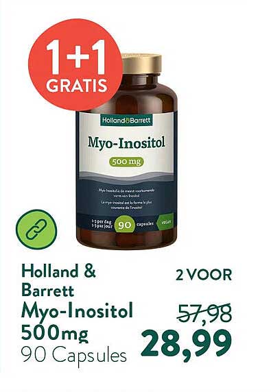 Holland & Barrett Myo-Inositol 500mg 90 Capsules 1+1 GRATIS
