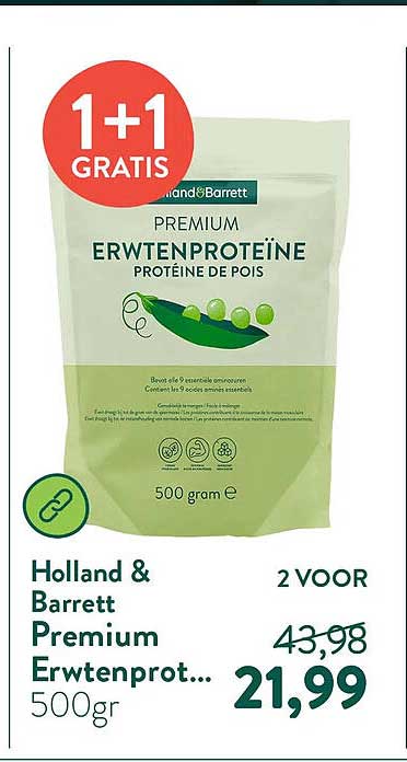 Holland & Barrett Premium Erwtenprot... 500gr 2 VOOR