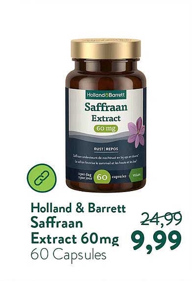 Holland & Barrett Saffraan Extract 60mg 60 Capsules