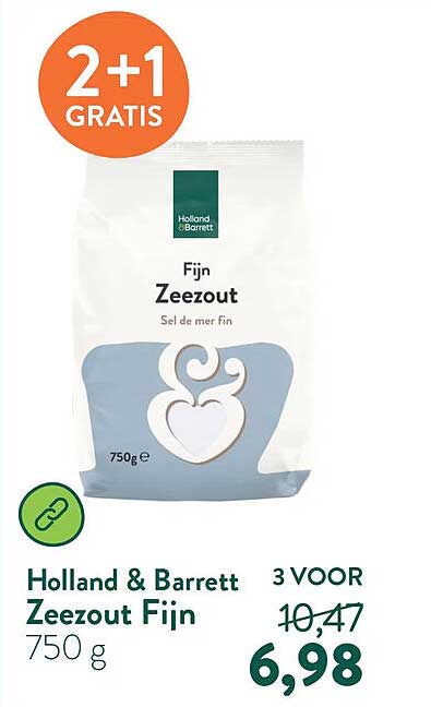 Holland & Barrett Zeezout Fijn 750 g 2+1 GRATIS