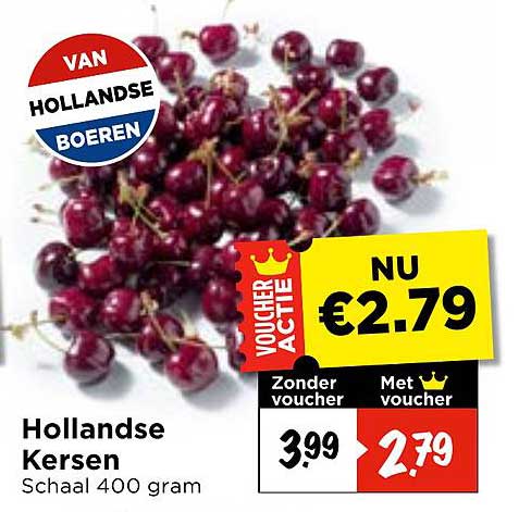 Hollandse Kersen Schaal 400 gram VOUCHER ACTIE