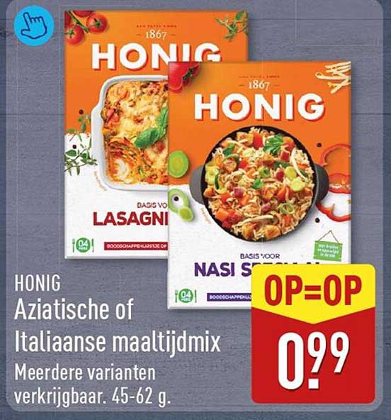 HONIG Aziatische of Italiaanse maaltijdmix Meerdere varianten verkrijgbaar. 45-62 g. OP=OP