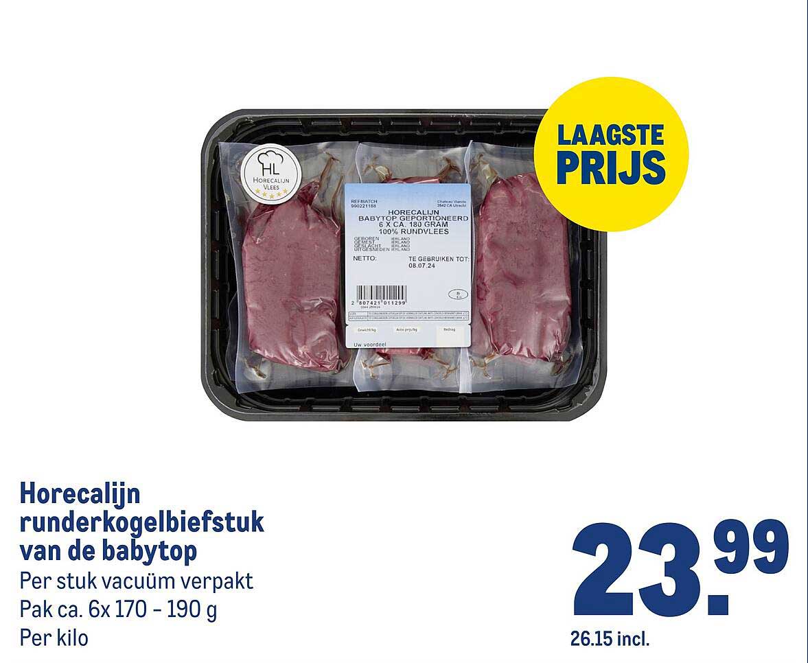 Horecalijn runderkogelbiefstuk van de babytop